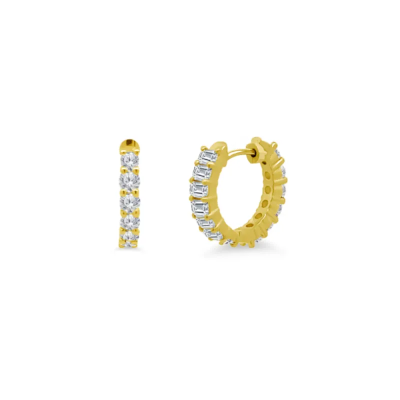 Reversible Round & Baguette Huggies sold by LINDSEY LEIGH JEWELRY