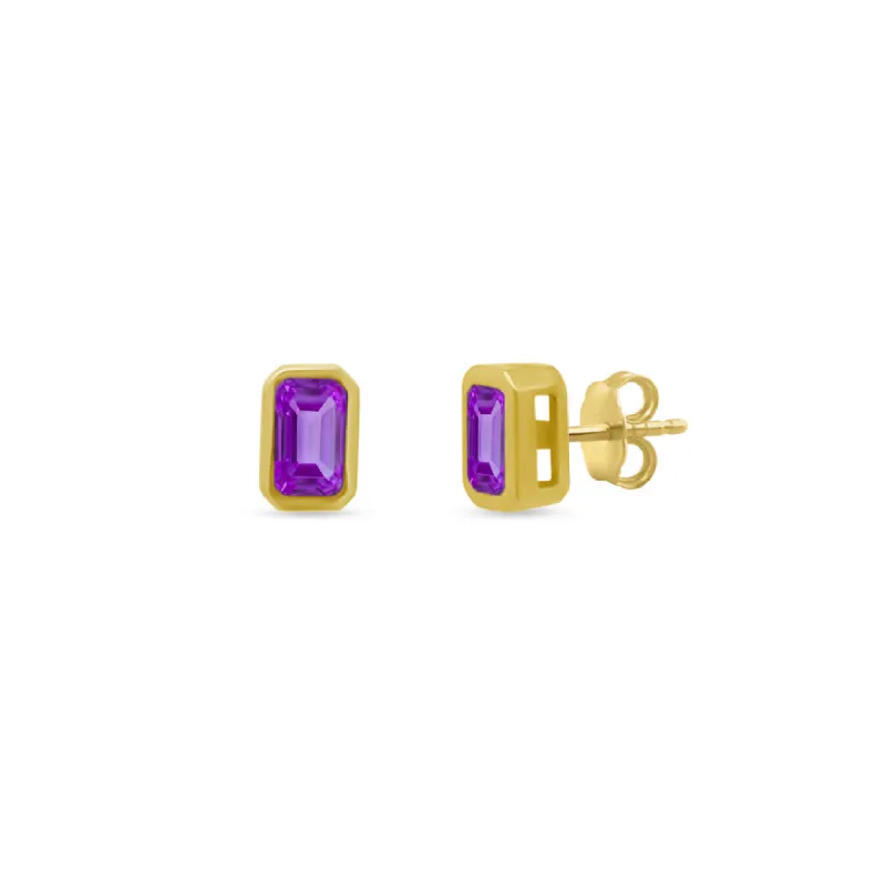 Gemstone Bezel Studs sold by LINDSEY LEIGH JEWELRY