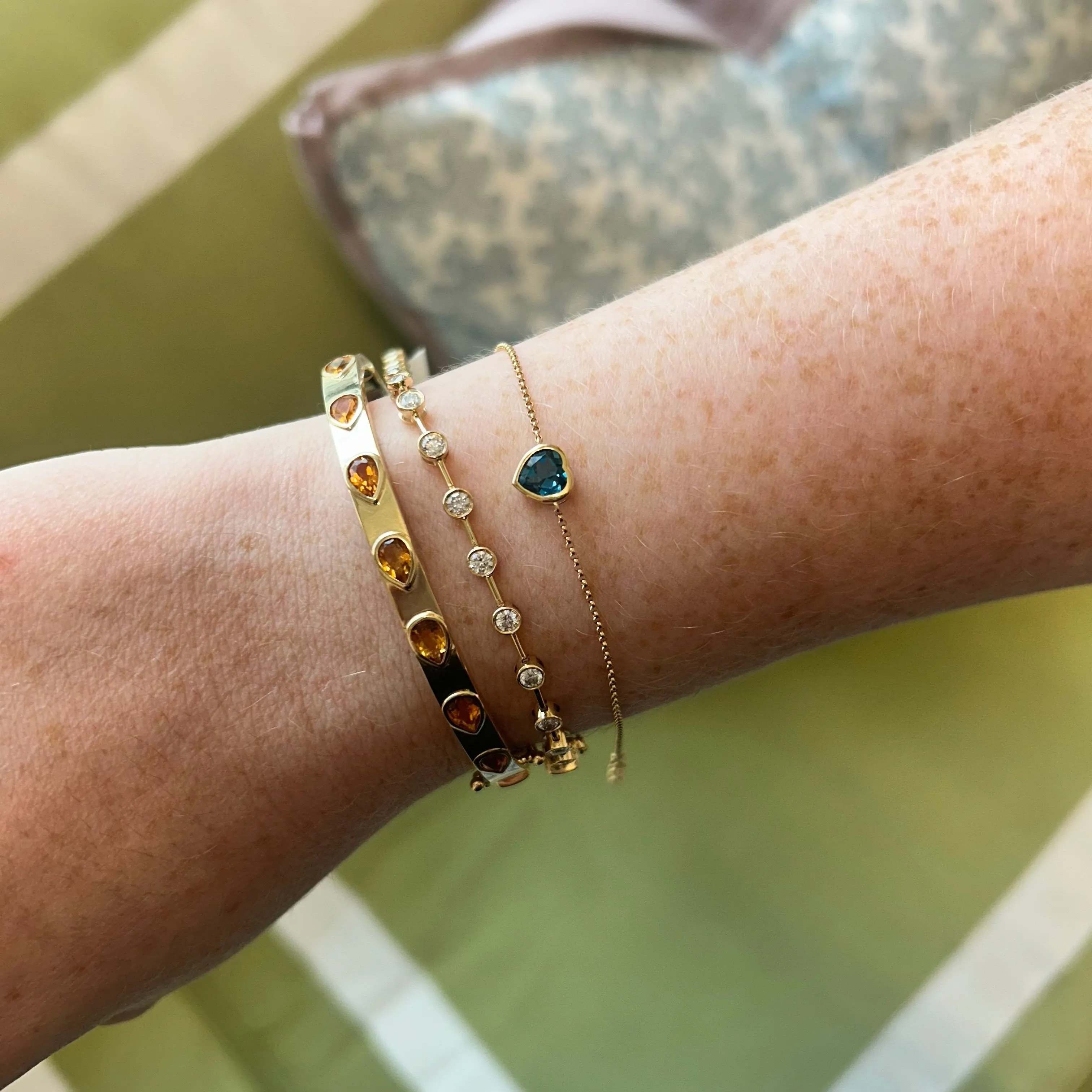 Bezel Set Gemstone Heart Bracelet sold by LINDSEY LEIGH JEWELRY product image thumbnail 3