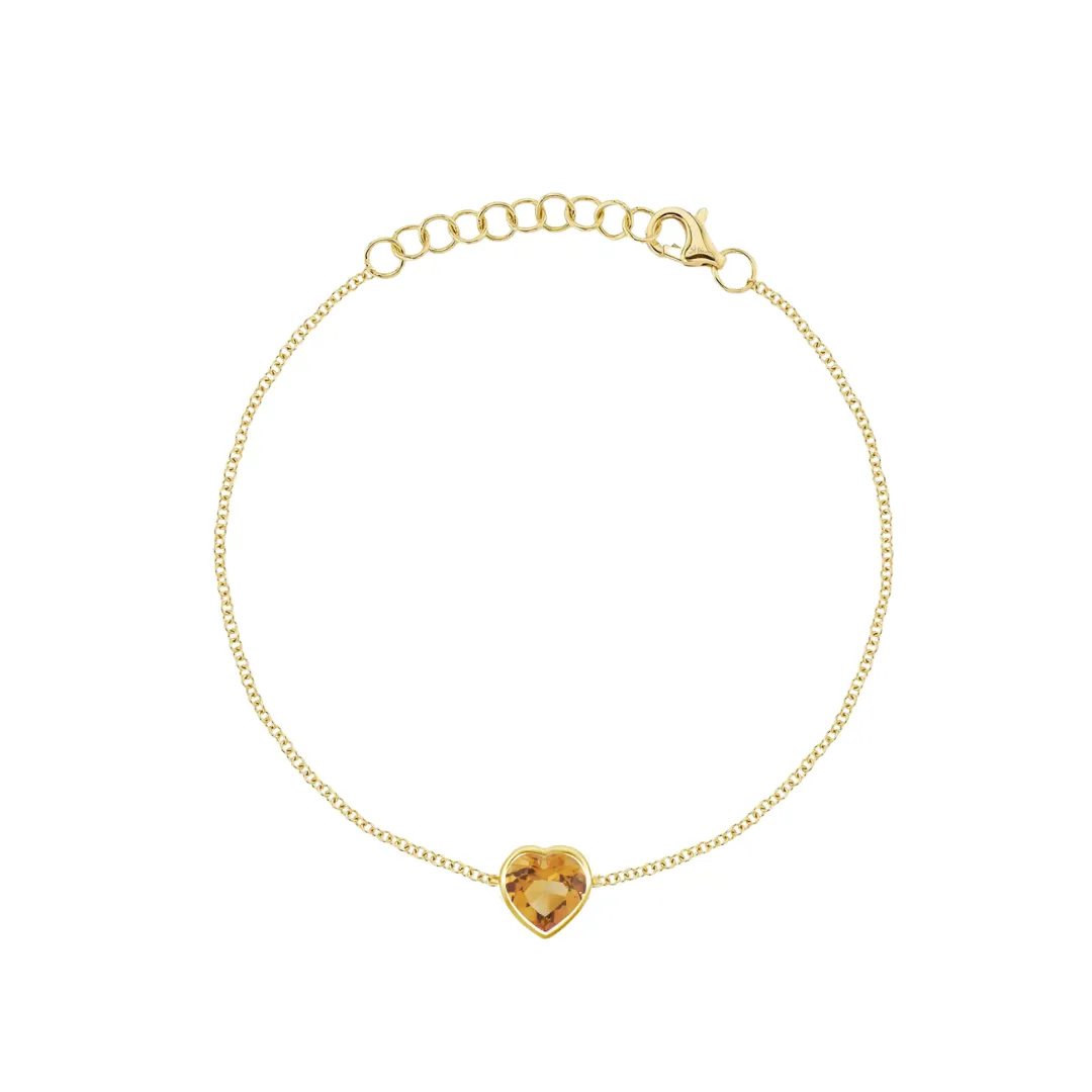 Bezel Set Gemstone Heart Bracelet sold by LINDSEY LEIGH JEWELRY product image thumbnail 4