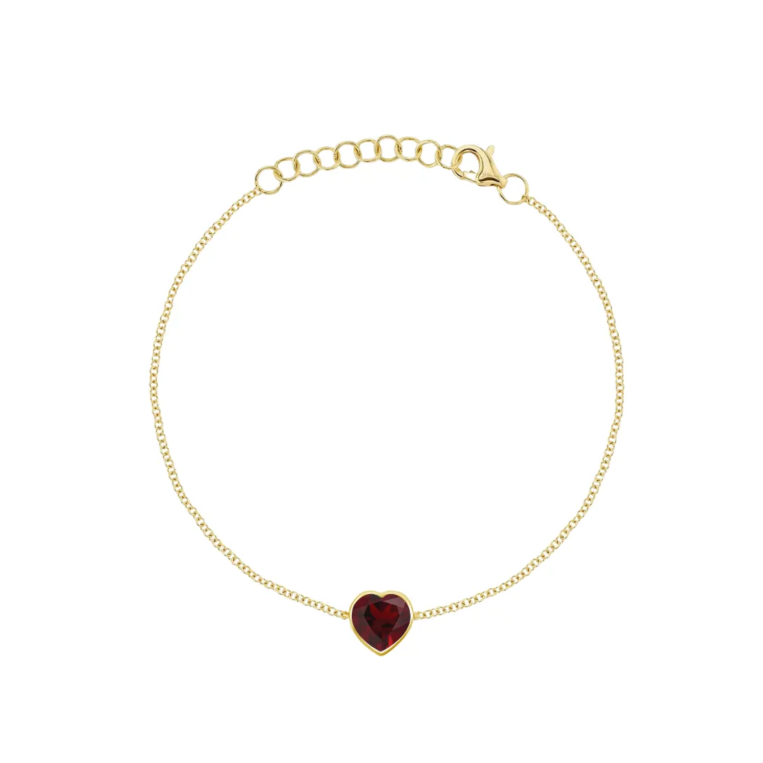 Bezel Set Gemstone Heart Bracelet sold by LINDSEY LEIGH JEWELRY product image thumbnail 5