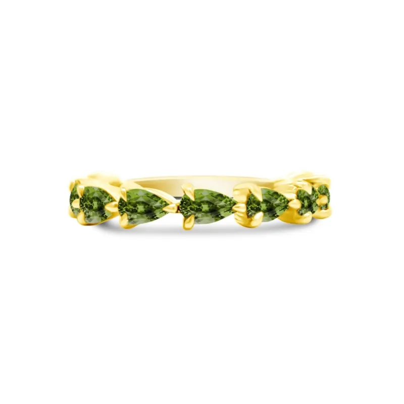 Large Green Tourmaline Chasing Pear Band sold by LINDSEY LEIGH JEWELRY