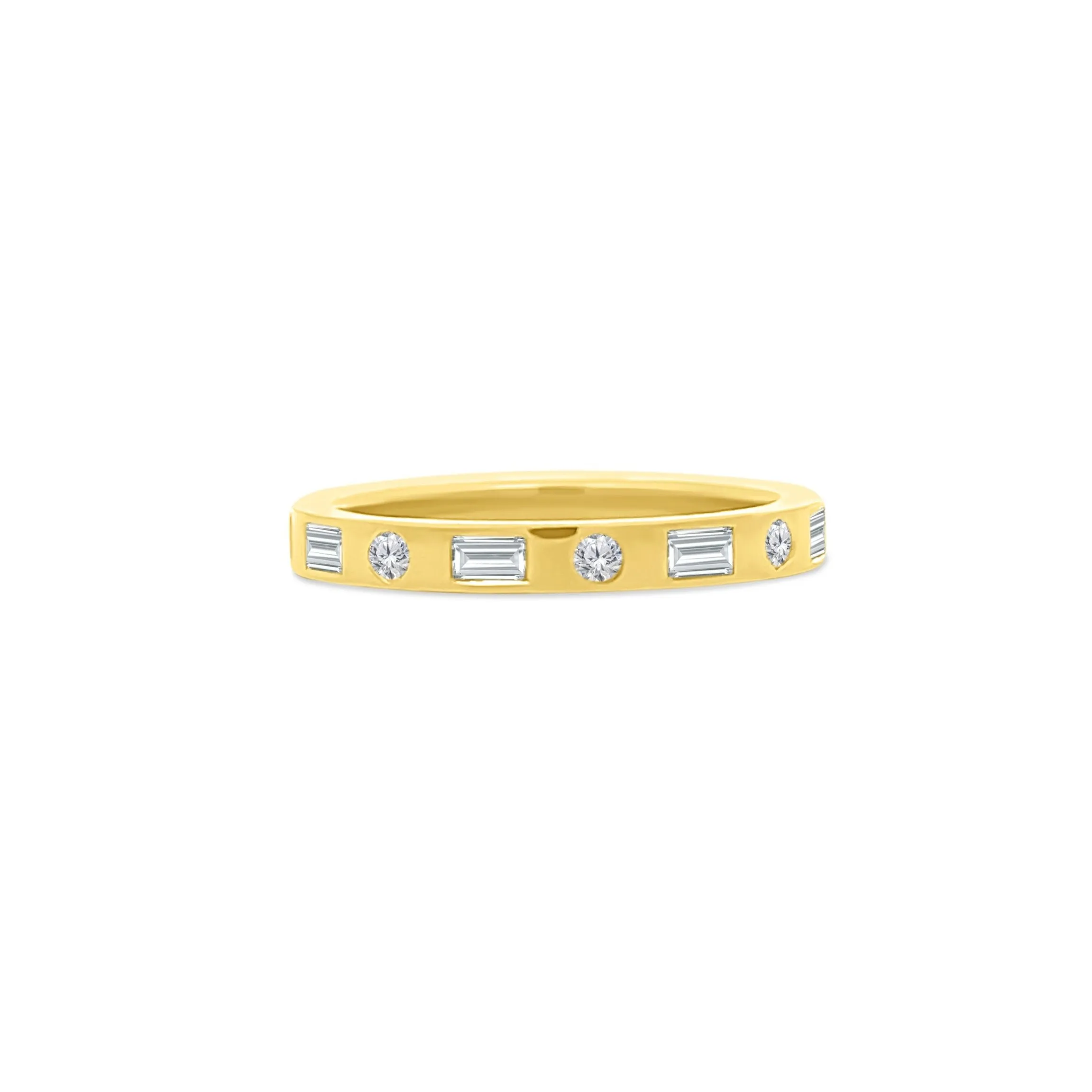Alternating Round and Baguette Inlay Band sold by LINDSEY LEIGH JEWELRY