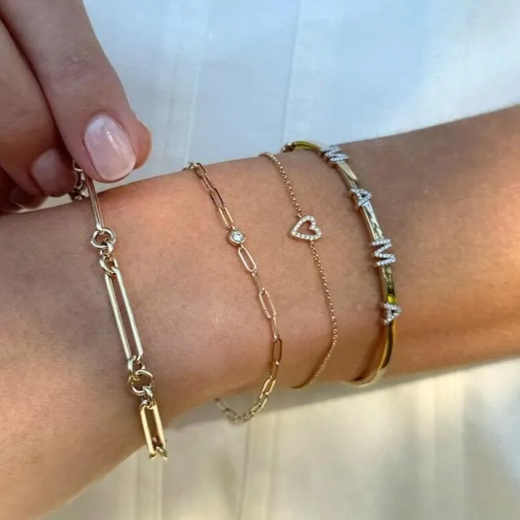 Paper Clip & Diamond Bezel Bracelet sold by LINDSEY LEIGH JEWELRY product image thumbnail 2