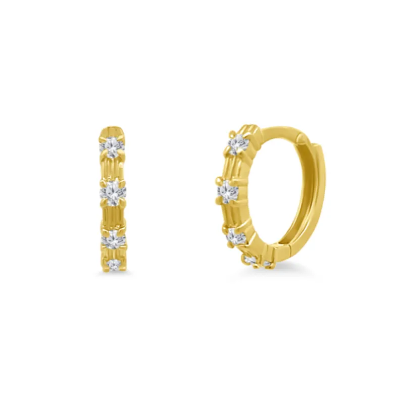 Triple Row Diamond Station Huggies sold by LINDSEY LEIGH JEWELRY