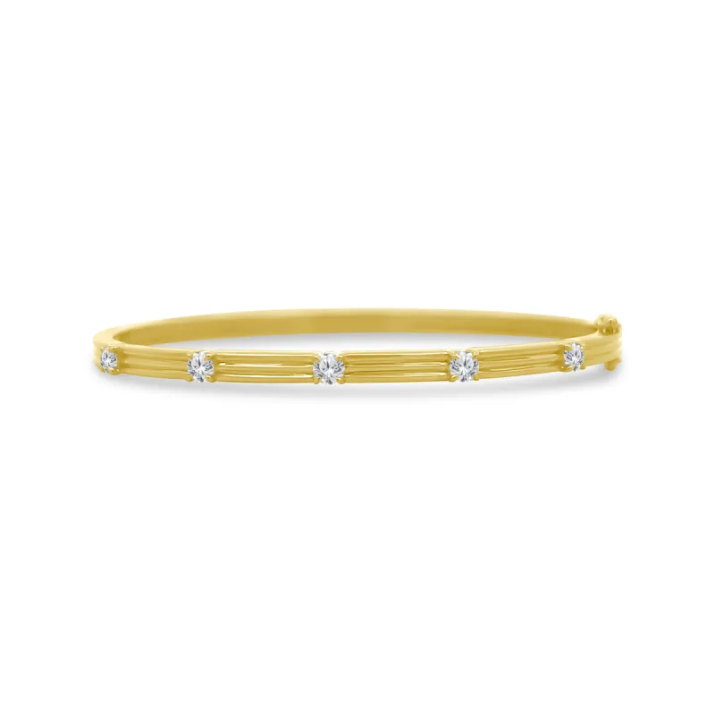 Triple Row Diamond Station Bangle sold by LINDSEY LEIGH JEWELRY