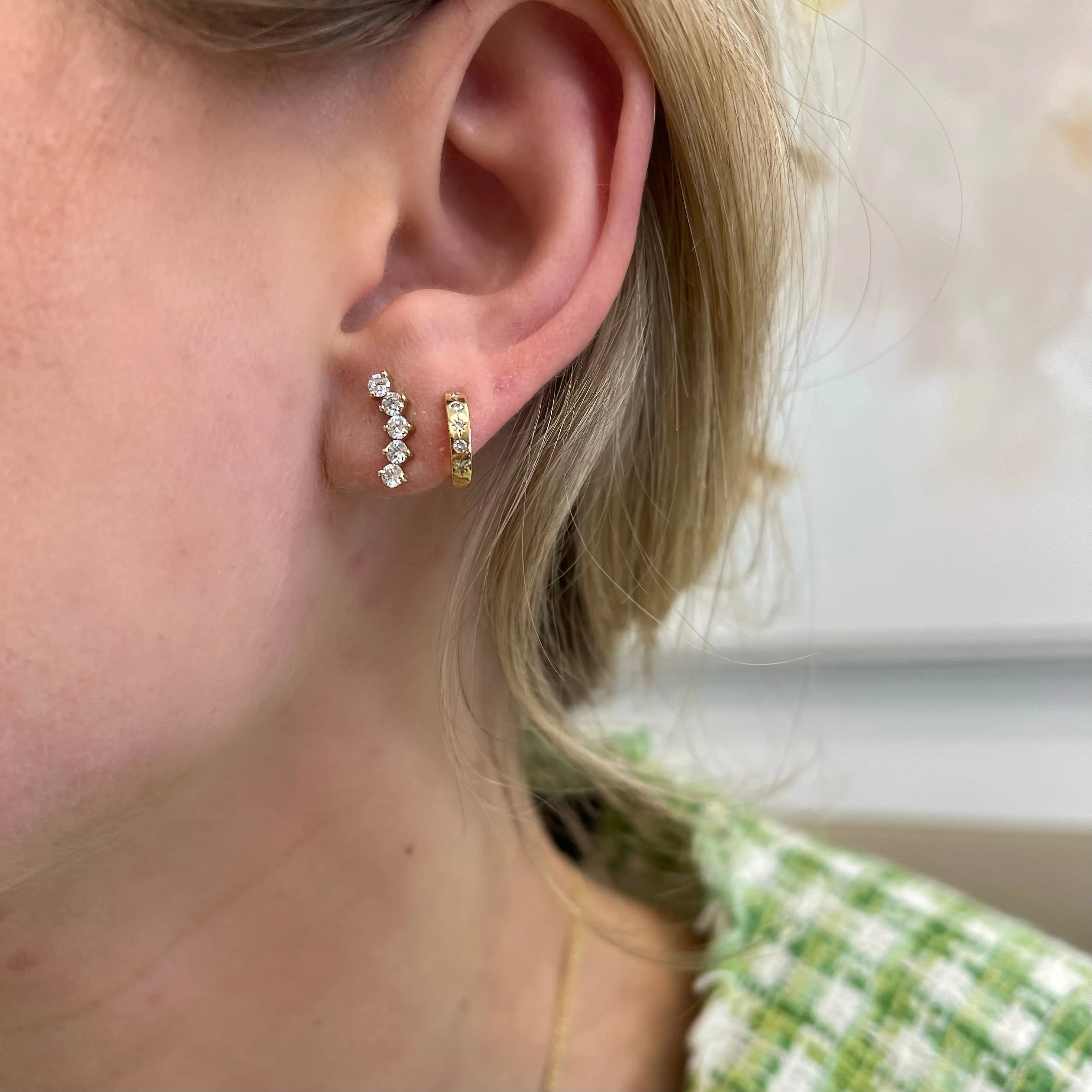 Star Diamond Gold Huggies sold by LINDSEY LEIGH JEWELRY product image thumbnail 3