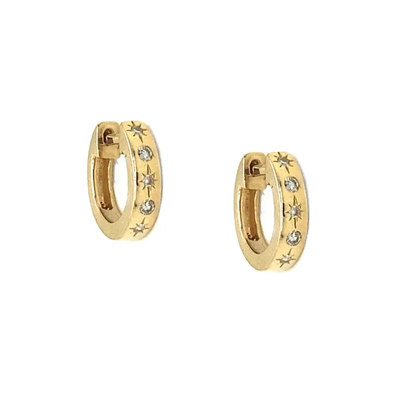 Star Diamond Gold Huggies sold by LINDSEY LEIGH JEWELRY