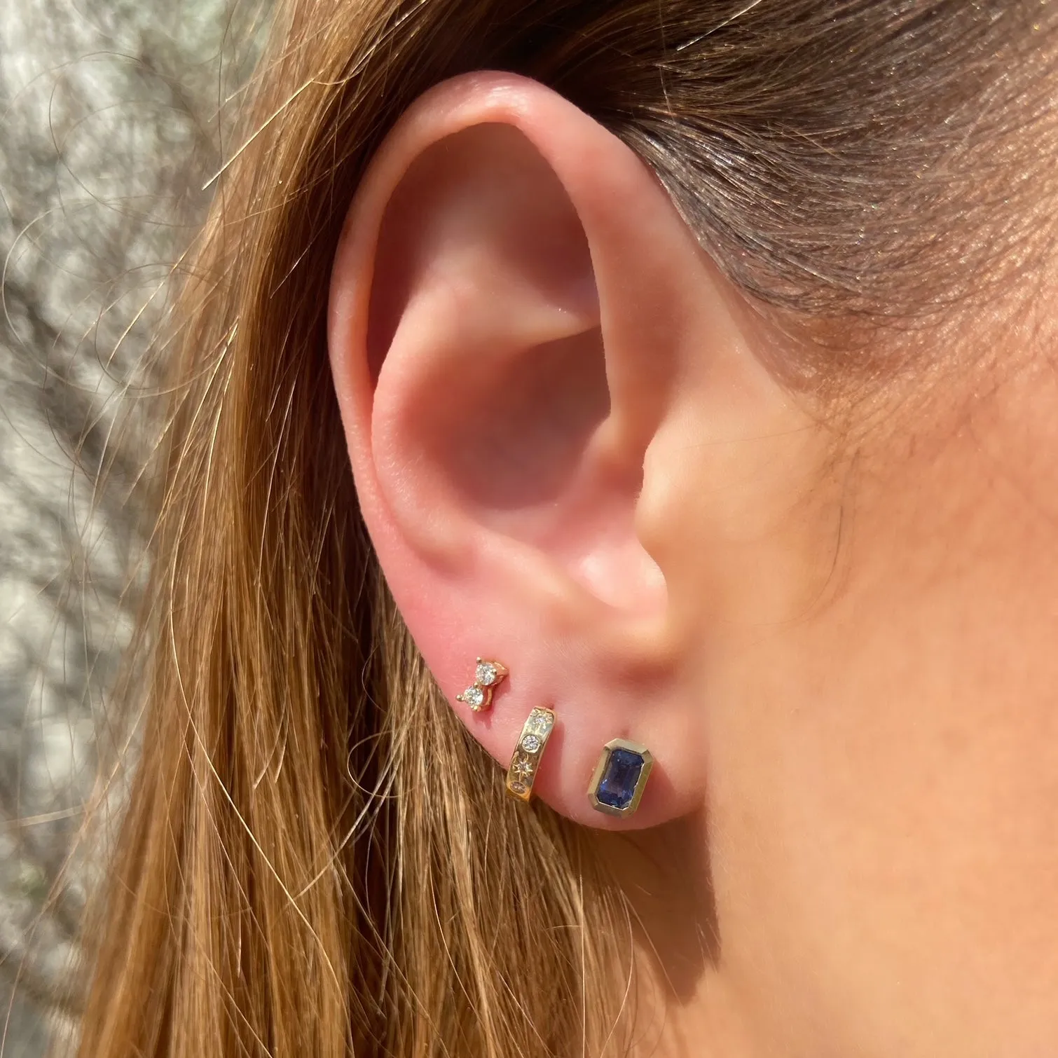 Star Diamond Gold Huggies sold by LINDSEY LEIGH JEWELRY product image thumbnail 2