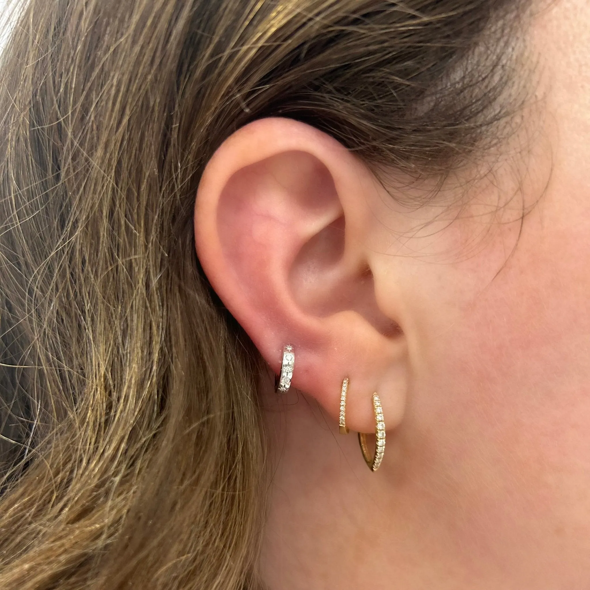 Star Diamond Gold Huggies sold by LINDSEY LEIGH JEWELRY product image thumbnail 5