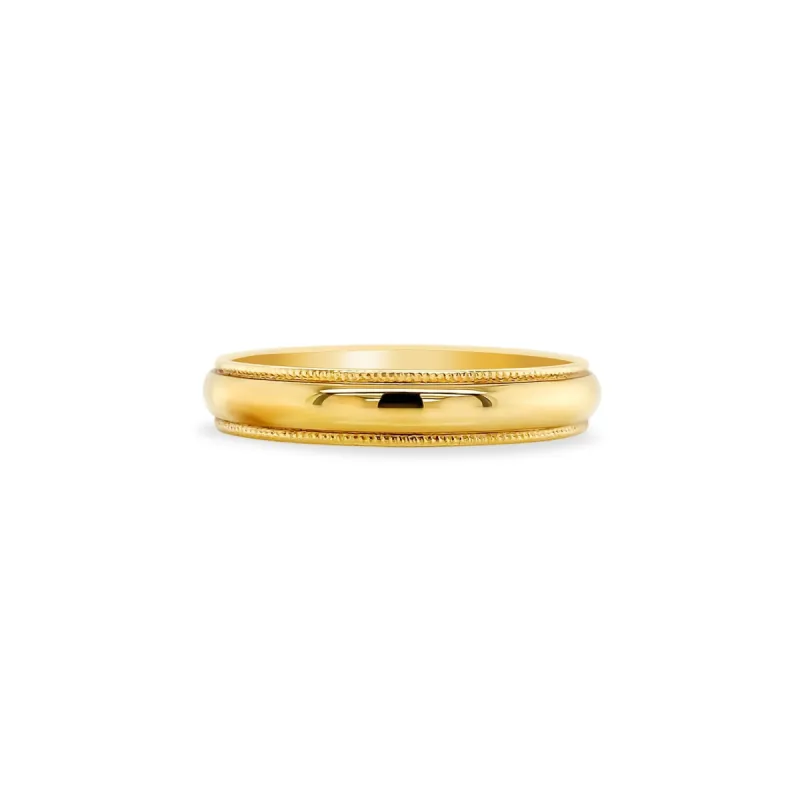 Milgrain Border Half Round Band sold by LINDSEY LEIGH JEWELRY
