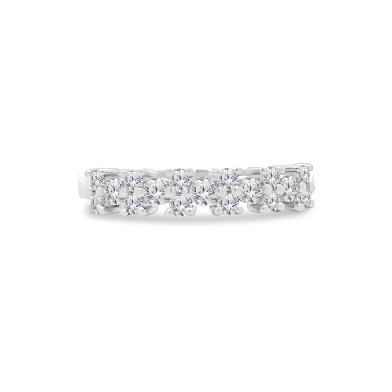 Alternating Double & Single Round Diamond Band sold by LINDSEY LEIGH JEWELRY
