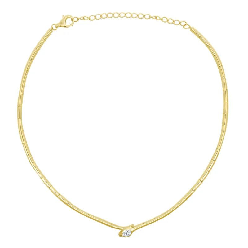 Gold Bar & Diamond Pear Snake Necklace sold by LINDSEY LEIGH JEWELRY