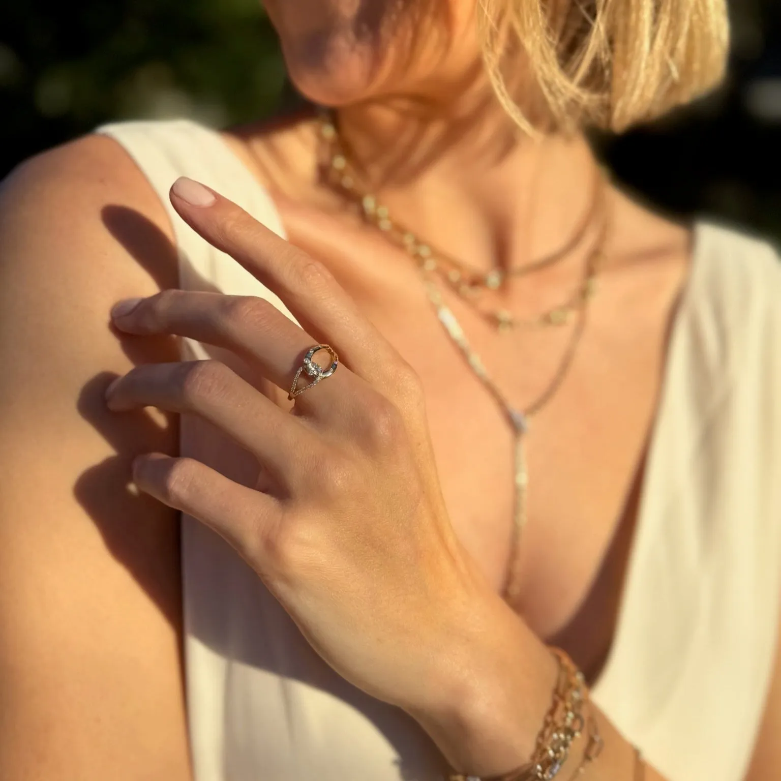 Diamond Double Loop Ring sold by LINDSEY LEIGH JEWELRY product image thumbnail 3