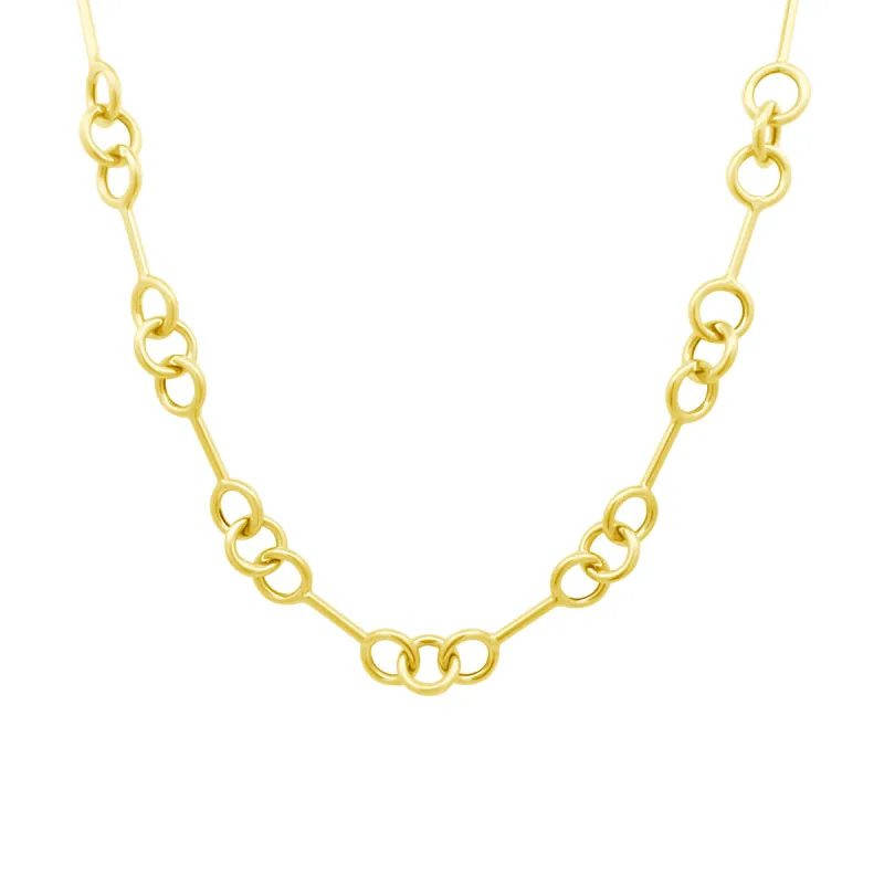 Petite Gold Bar Triple Round Chain Necklace sold by LINDSEY LEIGH JEWELRY