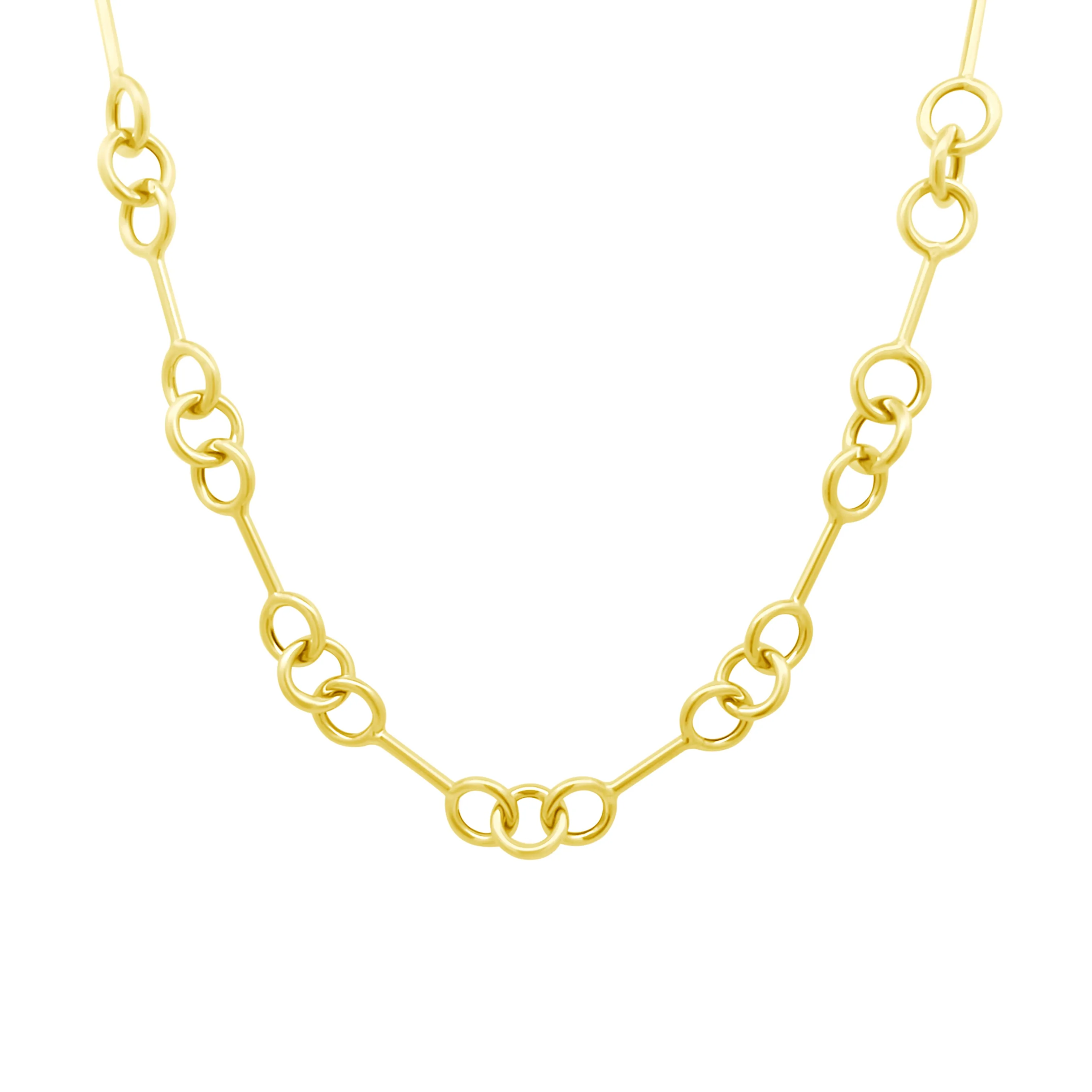 Petite Gold Bar Triple Round Chain Necklace sold by LINDSEY LEIGH JEWELRY