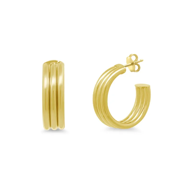 Triple Row Gold Hoops sold by LINDSEY LEIGH JEWELRY