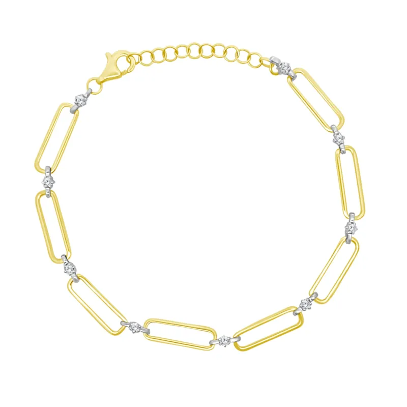 Alternating Diamond & Gold Link Bracelet sold by LINDSEY LEIGH JEWELRY
