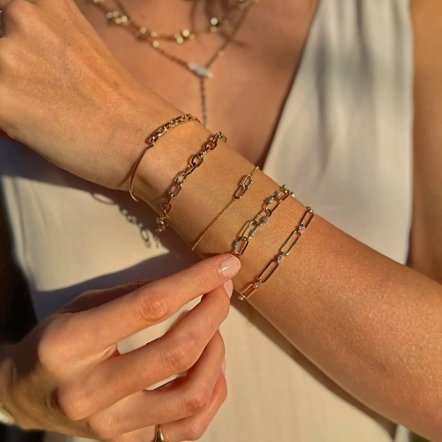 Alternating Diamond & Gold Link Bracelet sold by LINDSEY LEIGH JEWELRY product image thumbnail 2