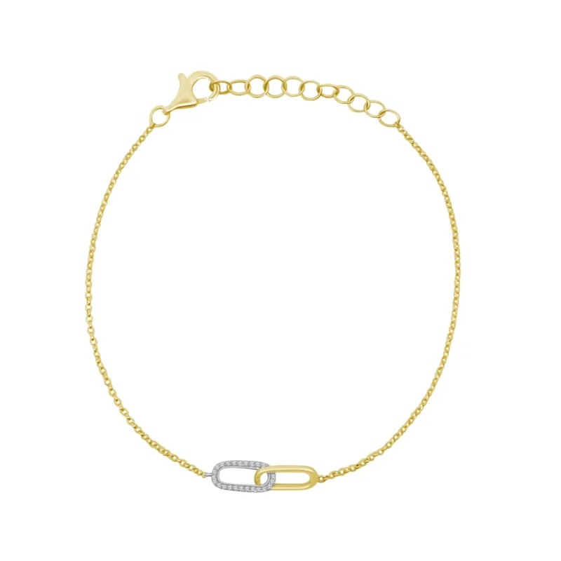 Gold & Diamond Interlocking Link Bracelet sold by LINDSEY LEIGH JEWELRY