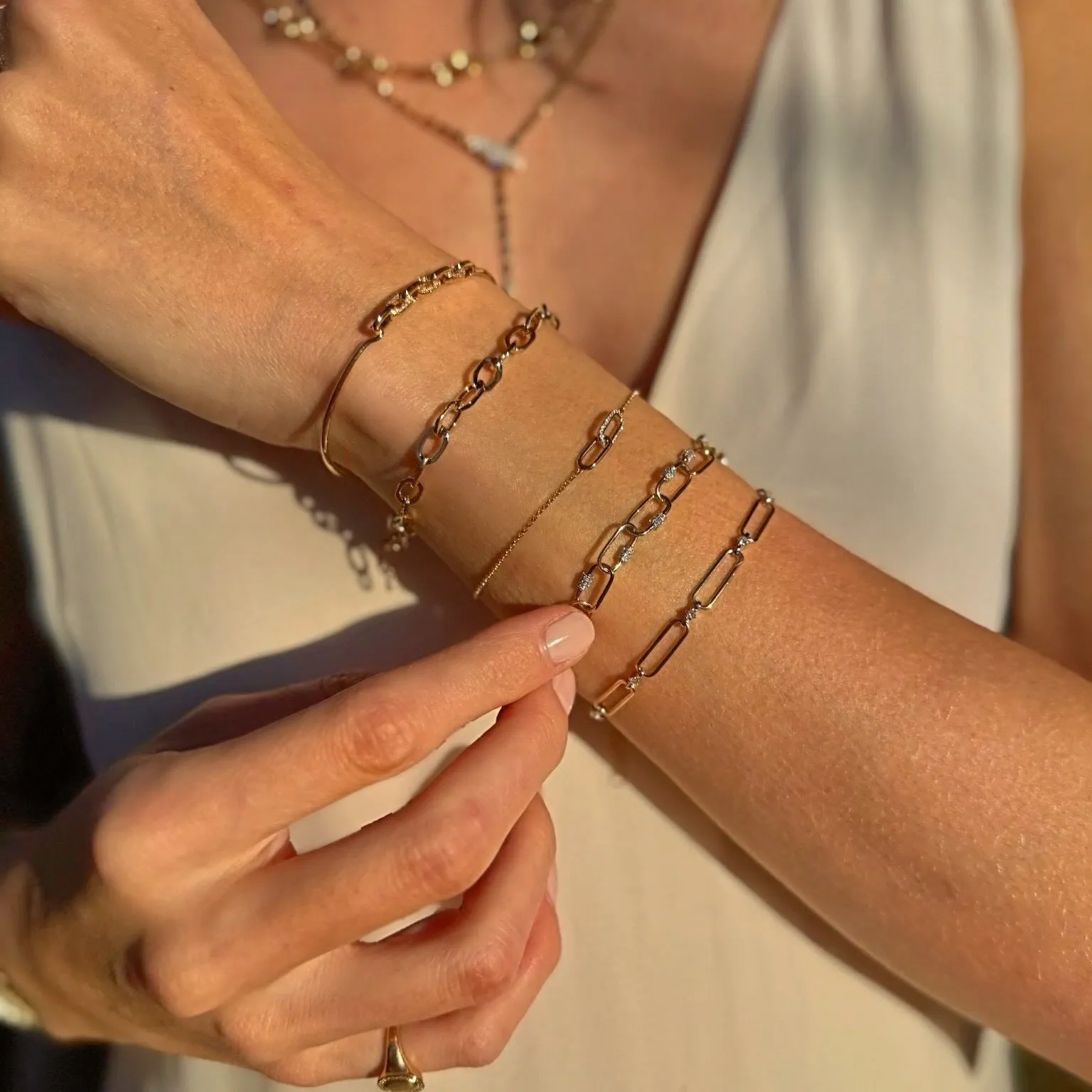 Gold Octagon Link Bracelet sold by LINDSEY LEIGH JEWELRY product image thumbnail 2