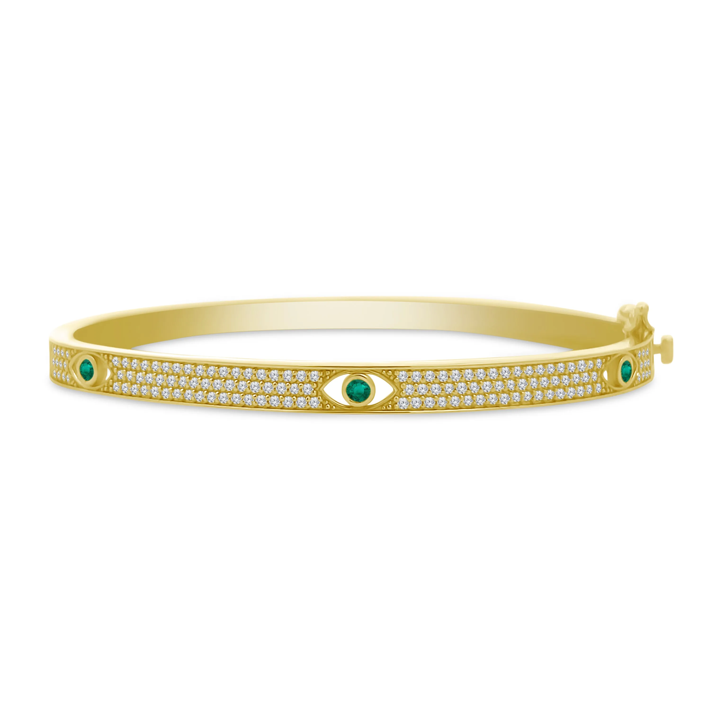 Diamond & Emerald Evil Eye Bangle sold by LINDSEY LEIGH JEWELRY