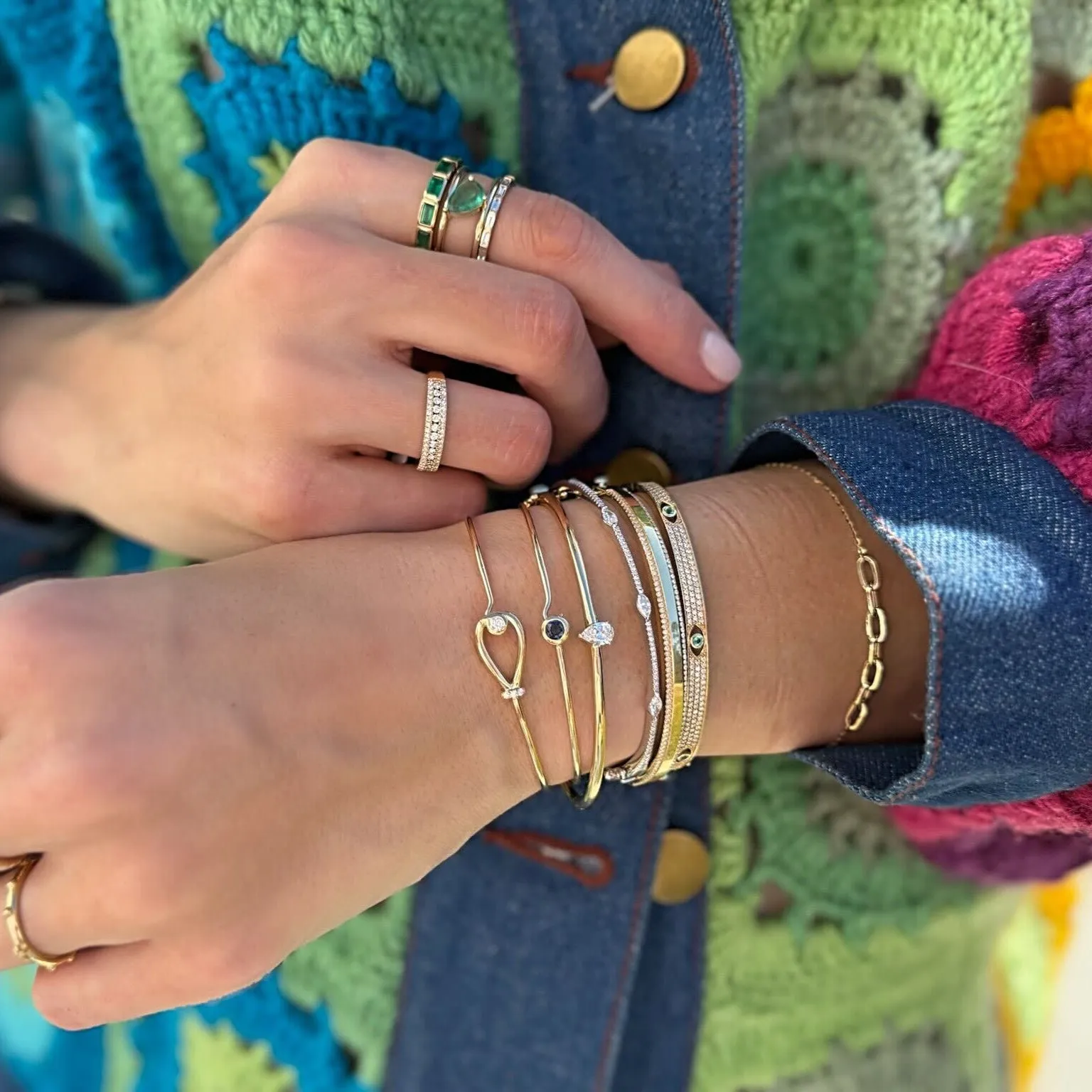 Diamond Border Bangle sold by LINDSEY LEIGH JEWELRY product image thumbnail 2