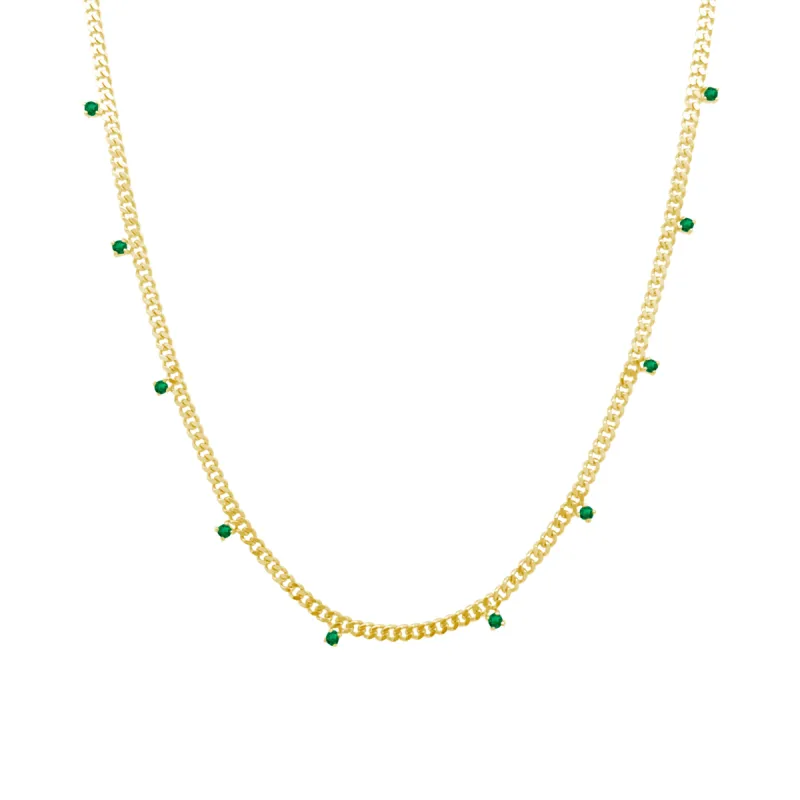 Curb Chain & Emerald Dangle Necklace sold by LINDSEY LEIGH JEWELRY