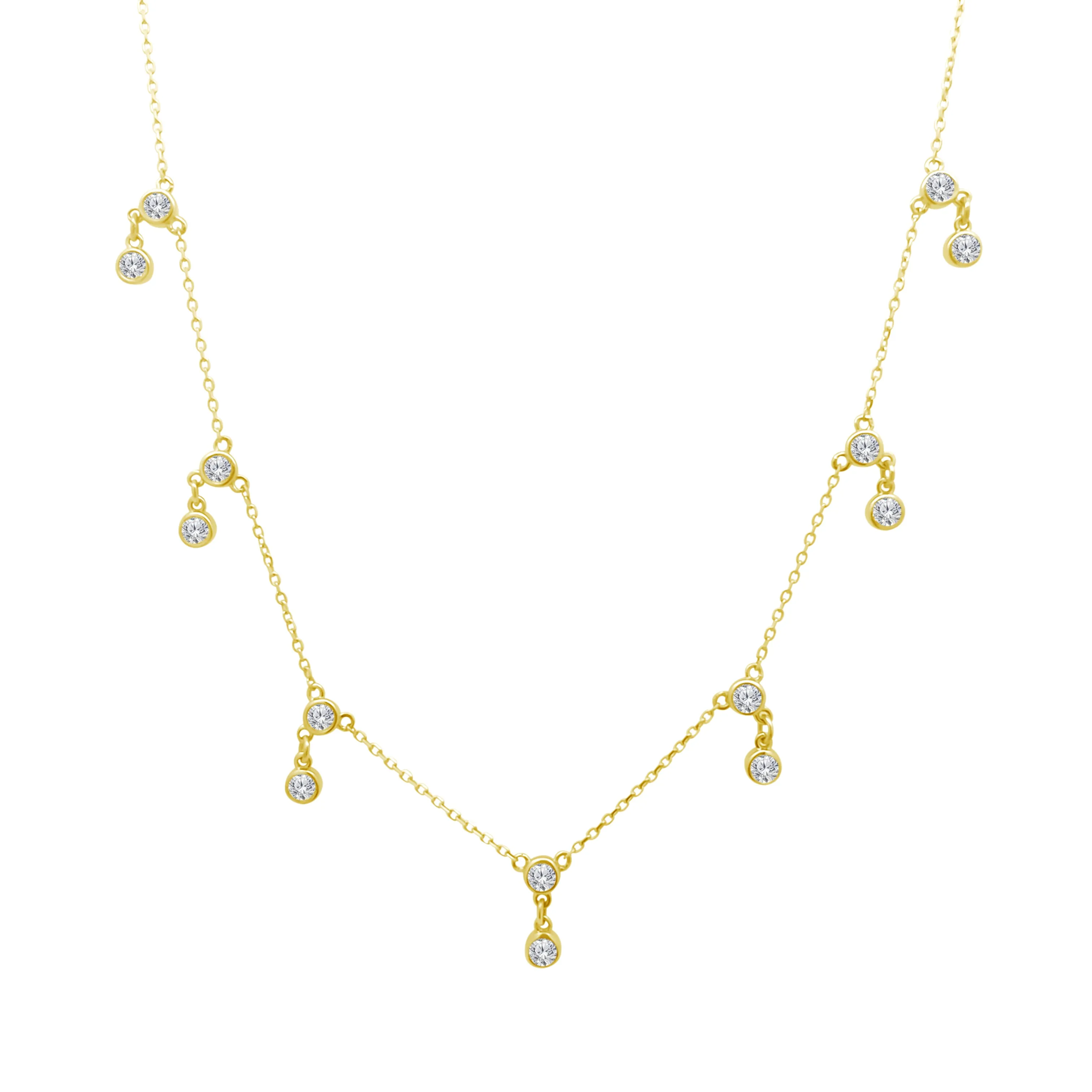 Double Bezel Dangle Necklace sold by LINDSEY LEIGH JEWELRY