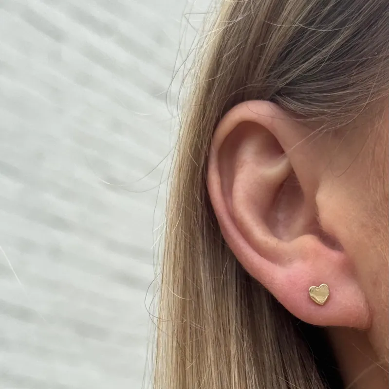 Gold Heart Stud sold by LINDSEY LEIGH JEWELRY