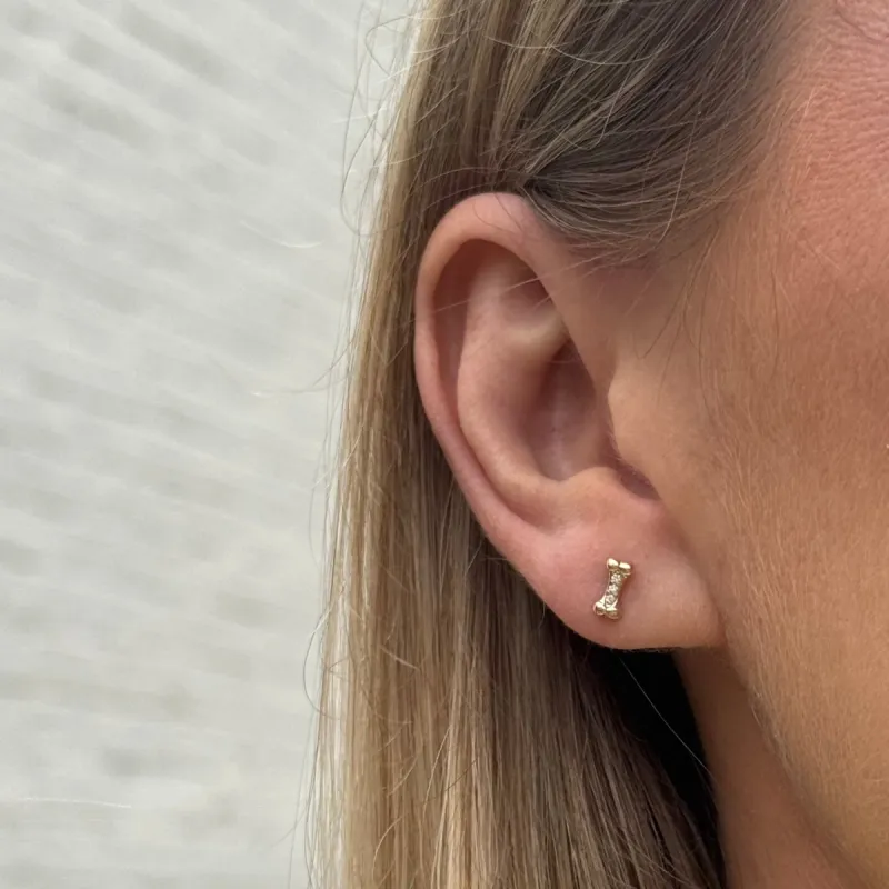 Diamond Dog Bone Stud sold by LINDSEY LEIGH JEWELRY