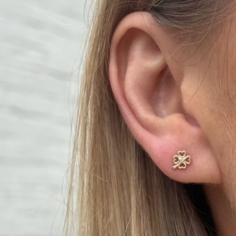 Petite Four Leaf Clover Stud sold by LINDSEY LEIGH JEWELRY