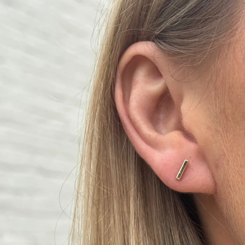 Simple Gold Bar Stud sold by LINDSEY LEIGH JEWELRY
