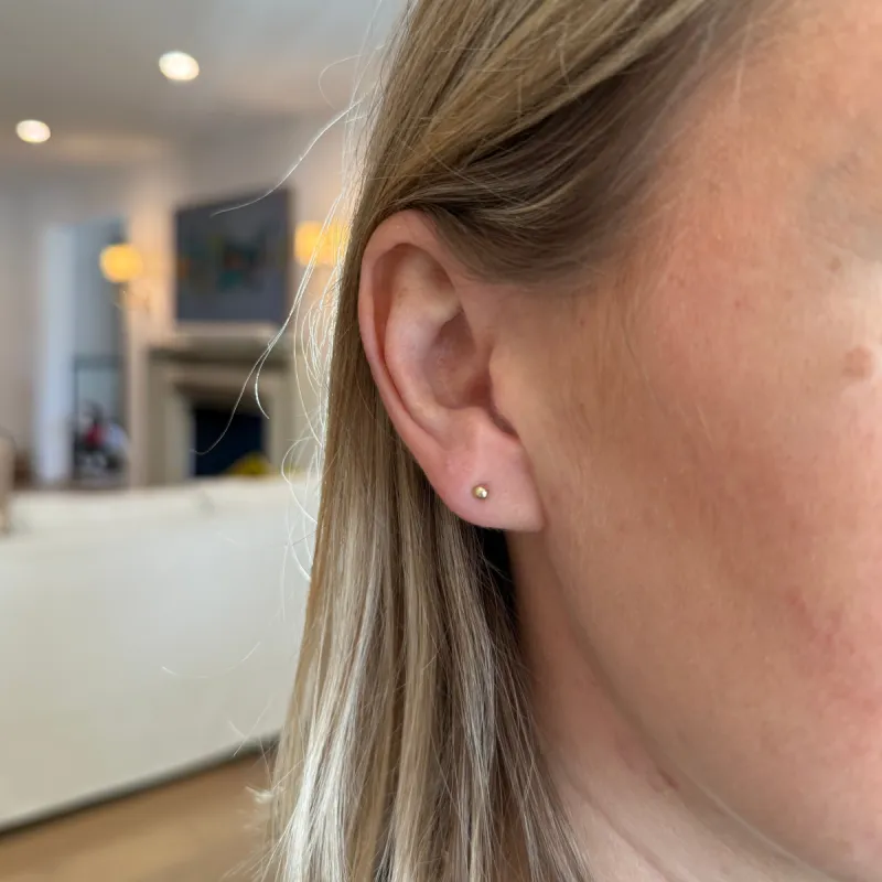 Gold Bead Stud sold by LINDSEY LEIGH JEWELRY