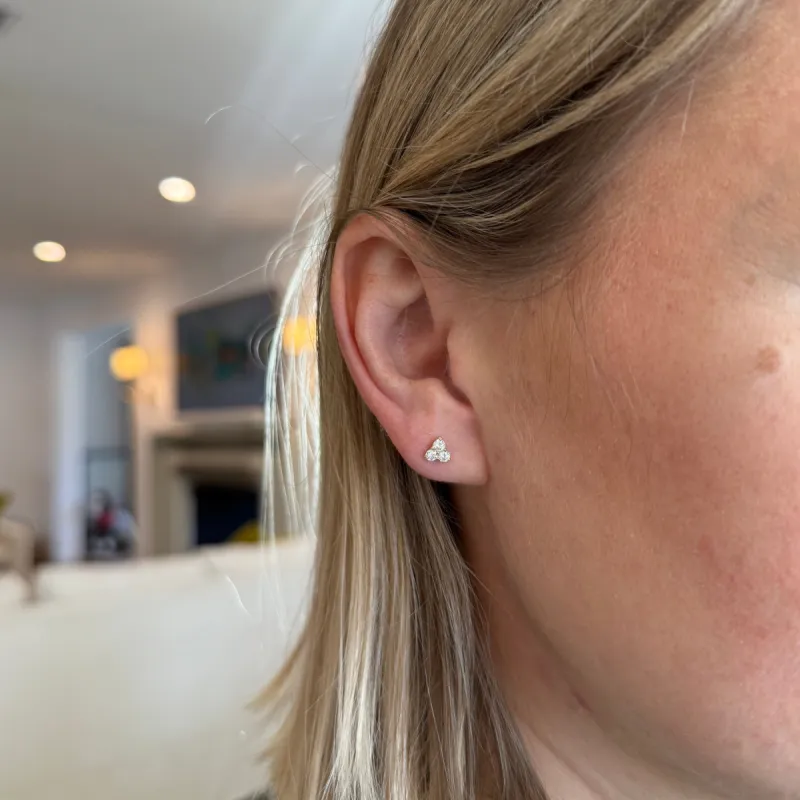 Large Diamond Trio Stud sold by LINDSEY LEIGH JEWELRY