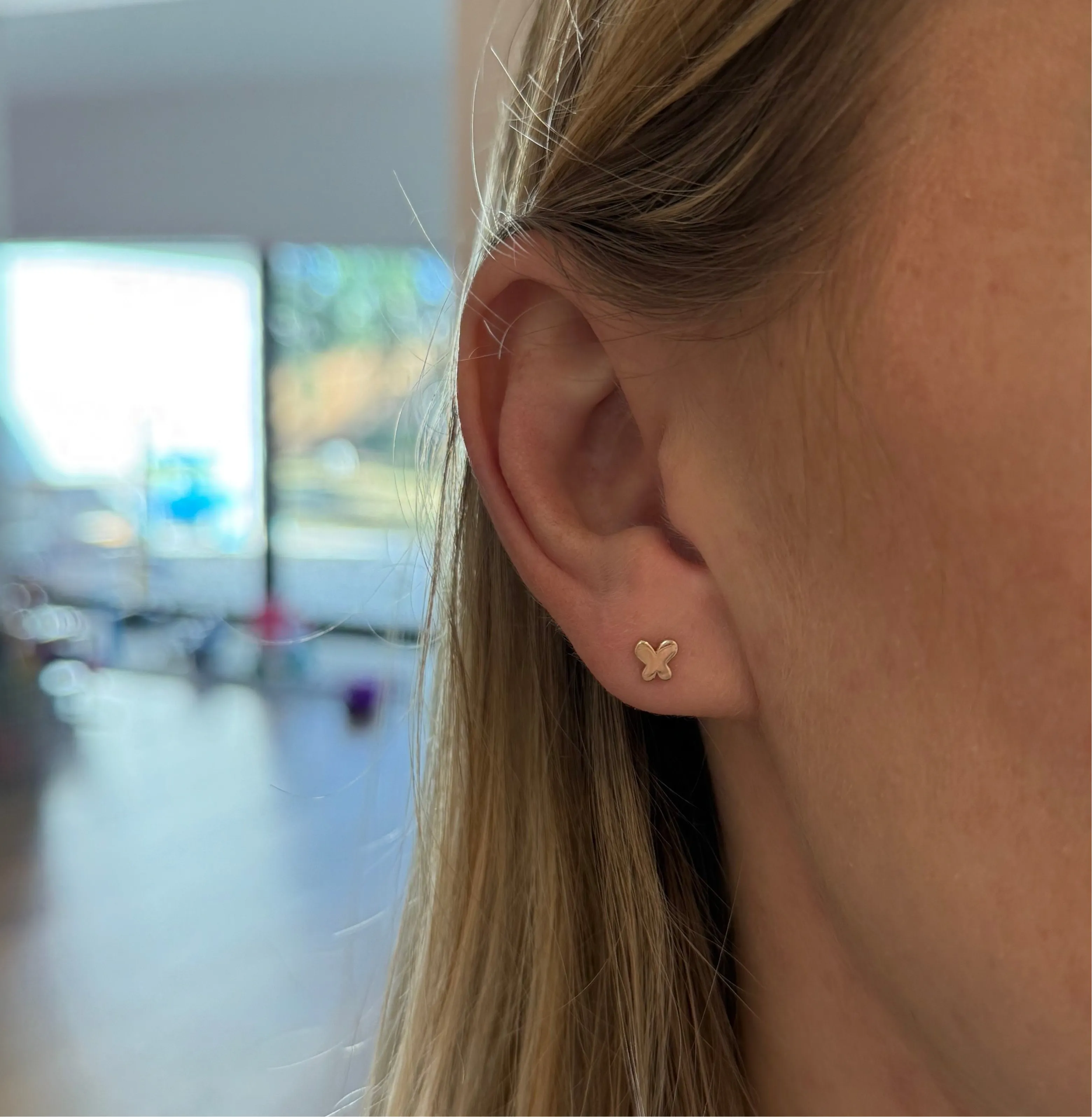 Gold Butterfly Stud sold by LINDSEY LEIGH JEWELRY