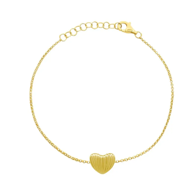 Fluted Heart Bracelet sold by LINDSEY LEIGH JEWELRY