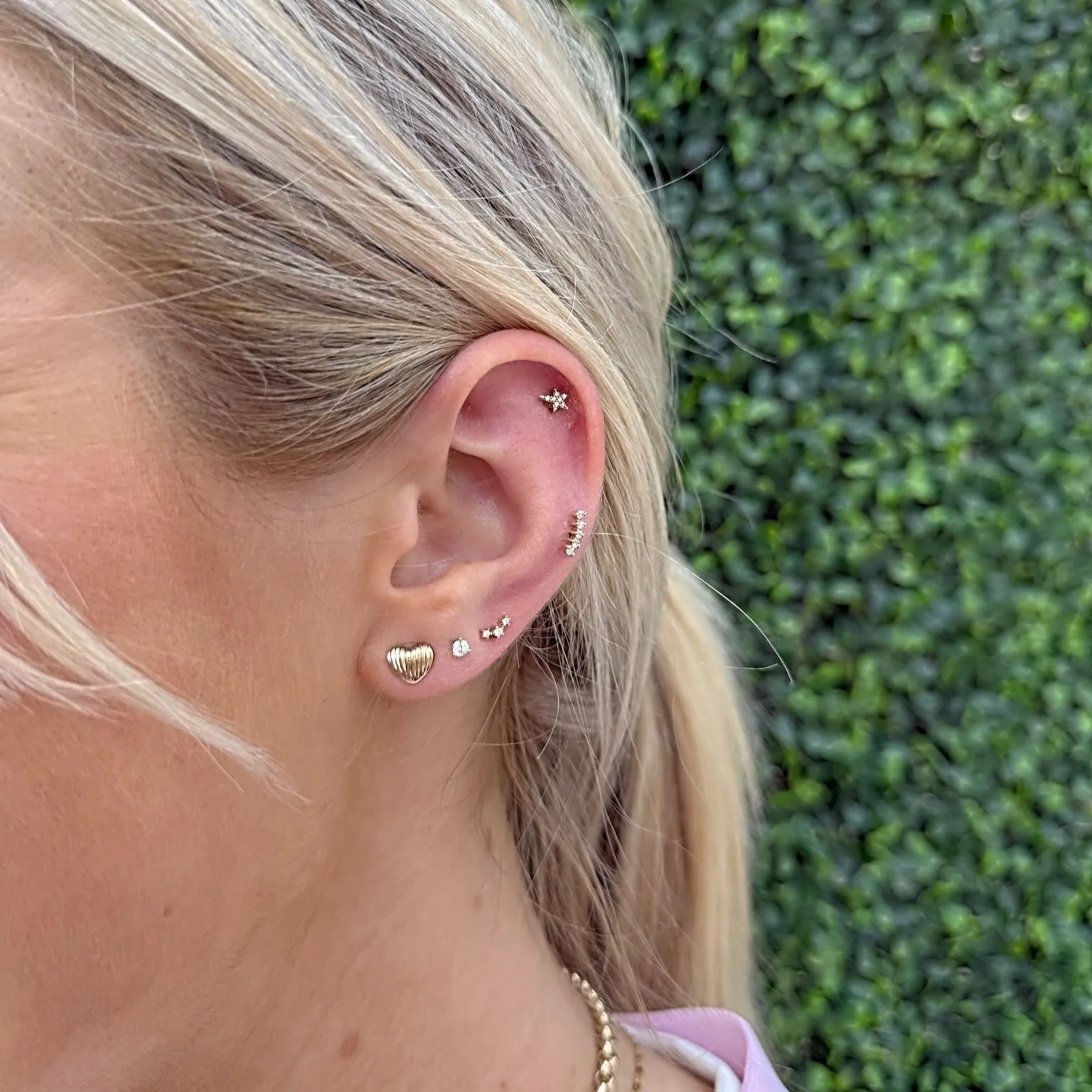 Fluted Heart Studs sold by LINDSEY LEIGH JEWELRY product image thumbnail 3