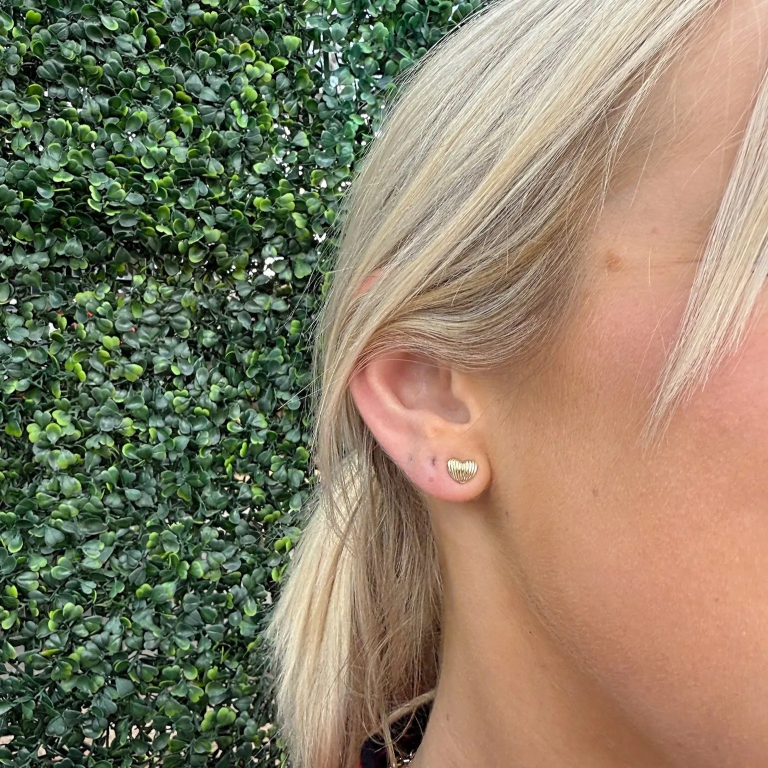 Fluted Heart Studs sold by LINDSEY LEIGH JEWELRY product image thumbnail 4