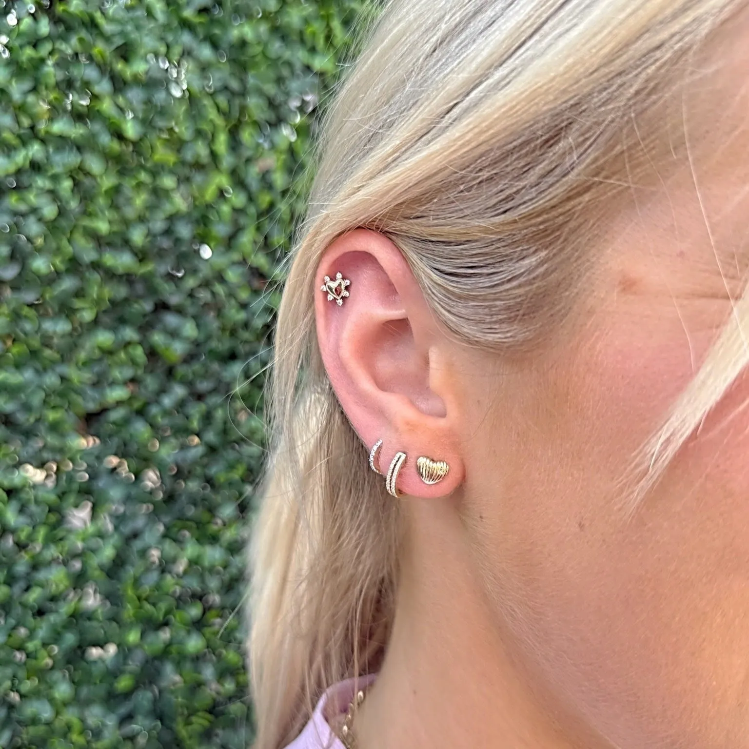 Fluted Heart Studs sold by LINDSEY LEIGH JEWELRY product image thumbnail 2