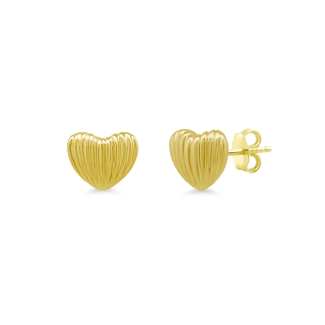 Fluted Heart Studs sold by LINDSEY LEIGH JEWELRY