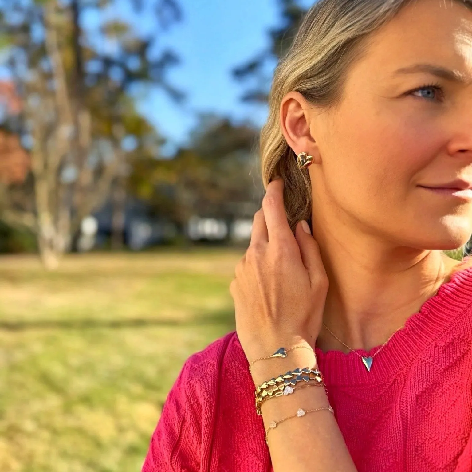 Gold Puffy Heart Necklace sold by LINDSEY LEIGH JEWELRY product image thumbnail 3