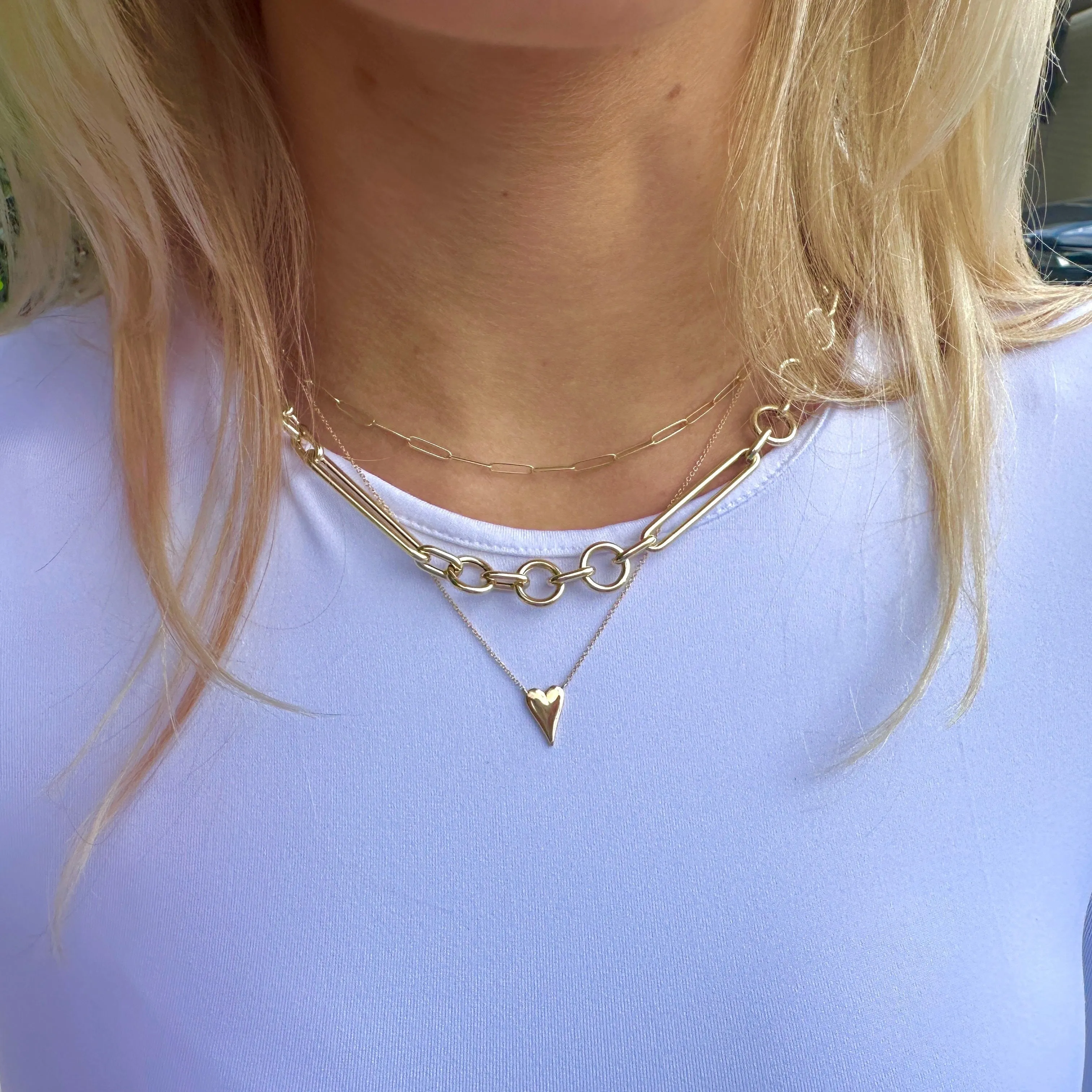 Gold Puffy Heart Necklace sold by LINDSEY LEIGH JEWELRY product image thumbnail 4