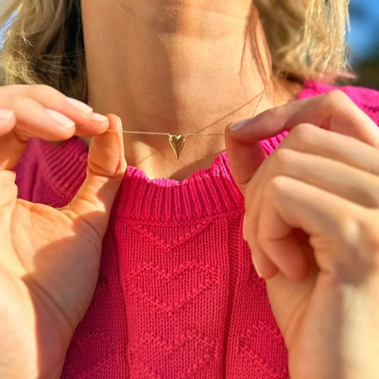 Gold Puffy Heart Necklace sold by LINDSEY LEIGH JEWELRY product image thumbnail 2