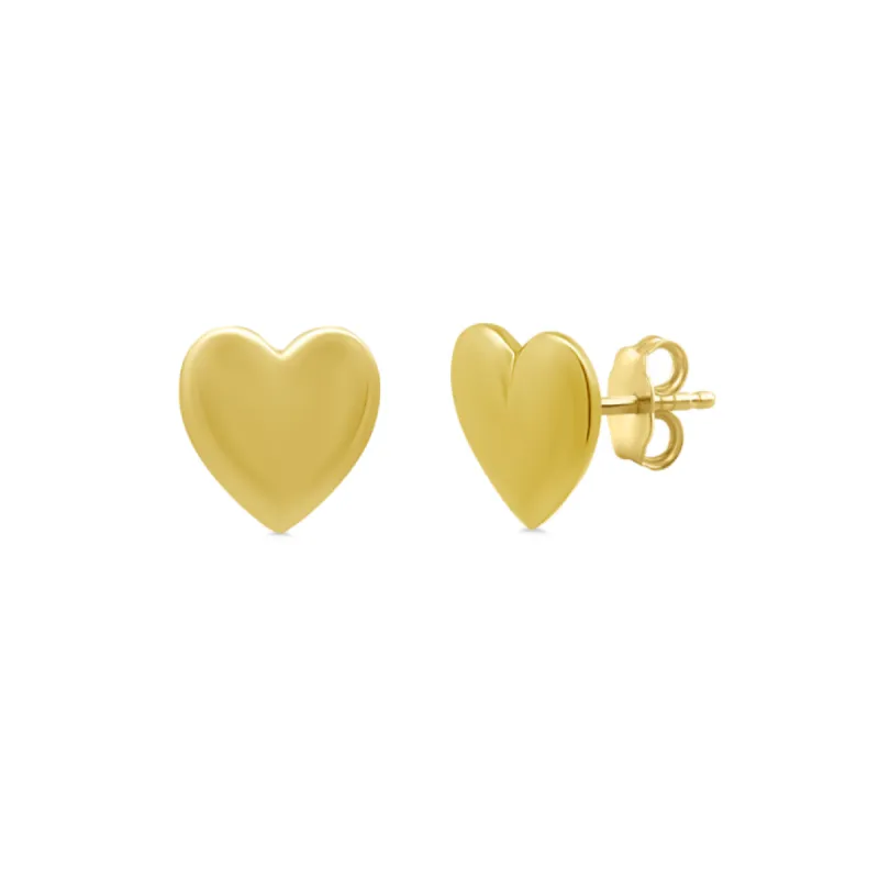Large Gold Puffy Heart Studs sold by LINDSEY LEIGH JEWELRY