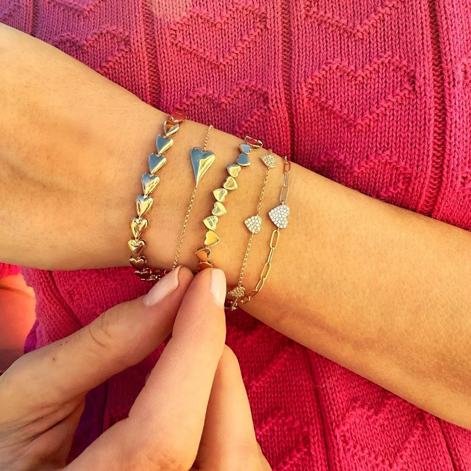 Diamond Heart Station Bracelet sold by LINDSEY LEIGH JEWELRY product image thumbnail 2