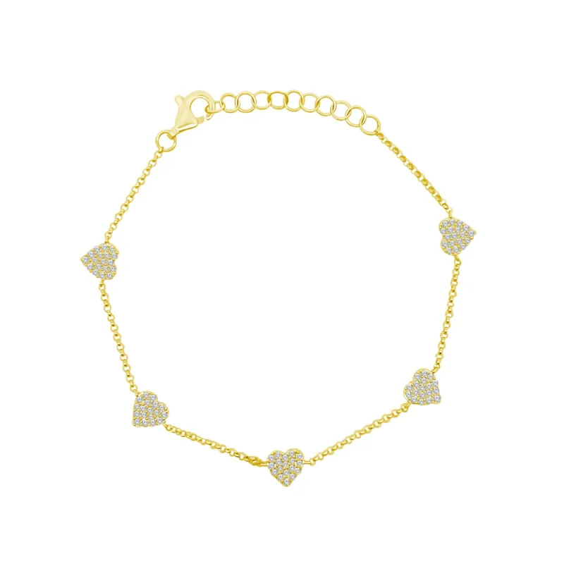 Diamond Heart Station Bracelet sold by LINDSEY LEIGH JEWELRY