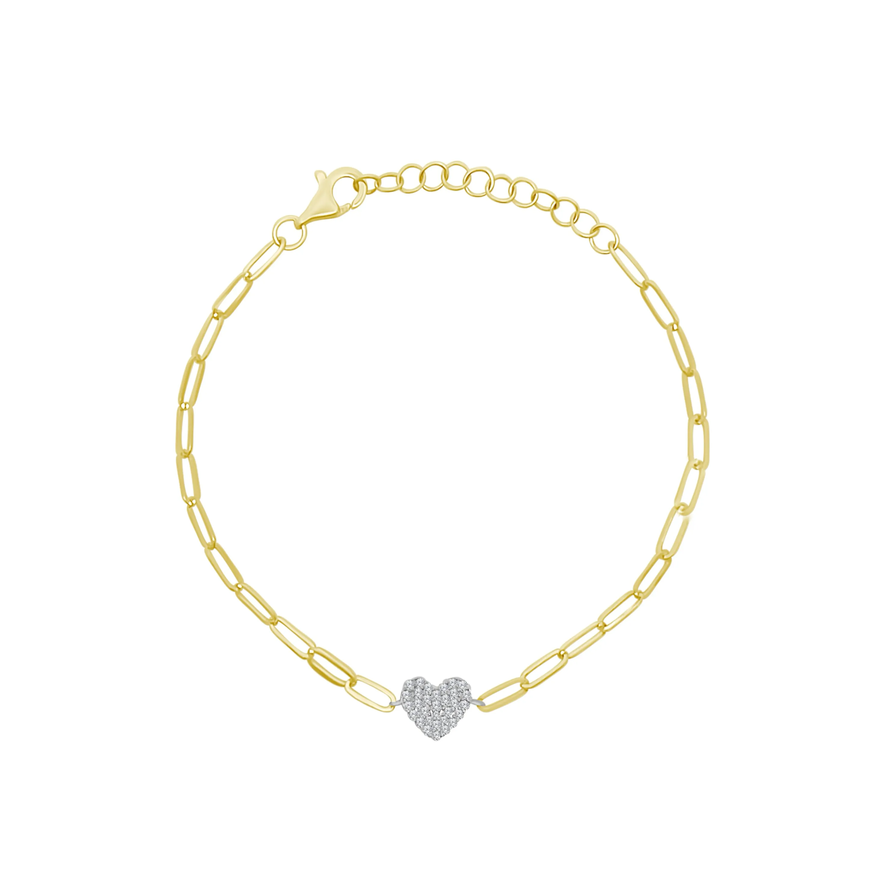 Diamond Heart Paper Clip Bracelet sold by LINDSEY LEIGH JEWELRY
