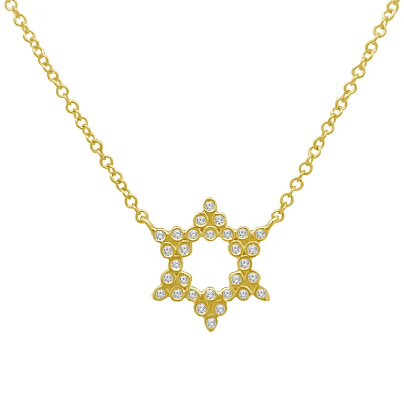 Bezel Diamond Star of David Necklace sold by LINDSEY LEIGH JEWELRY