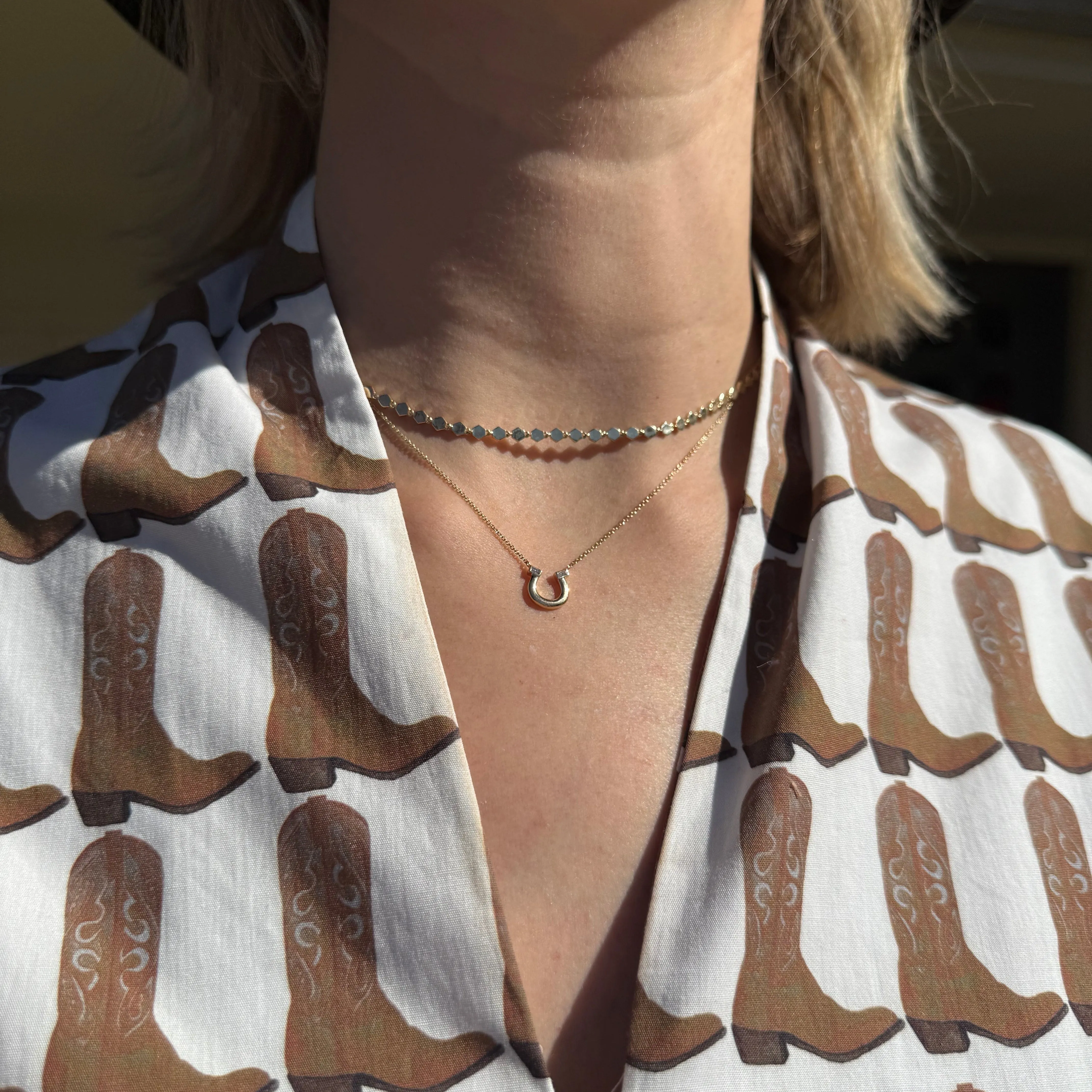 Diamond Baguette Horseshoe Necklace sold by LINDSEY LEIGH JEWELRY product image thumbnail 2